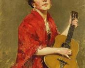 Girl with Guitar - 威廉·梅里特·查斯